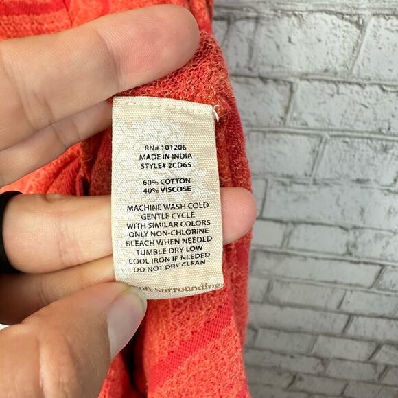 Soft Surroundings Orange Dress Tivoli Knit Maxi Sleeveless Button Stripe Beach M - Picture 5 of 6